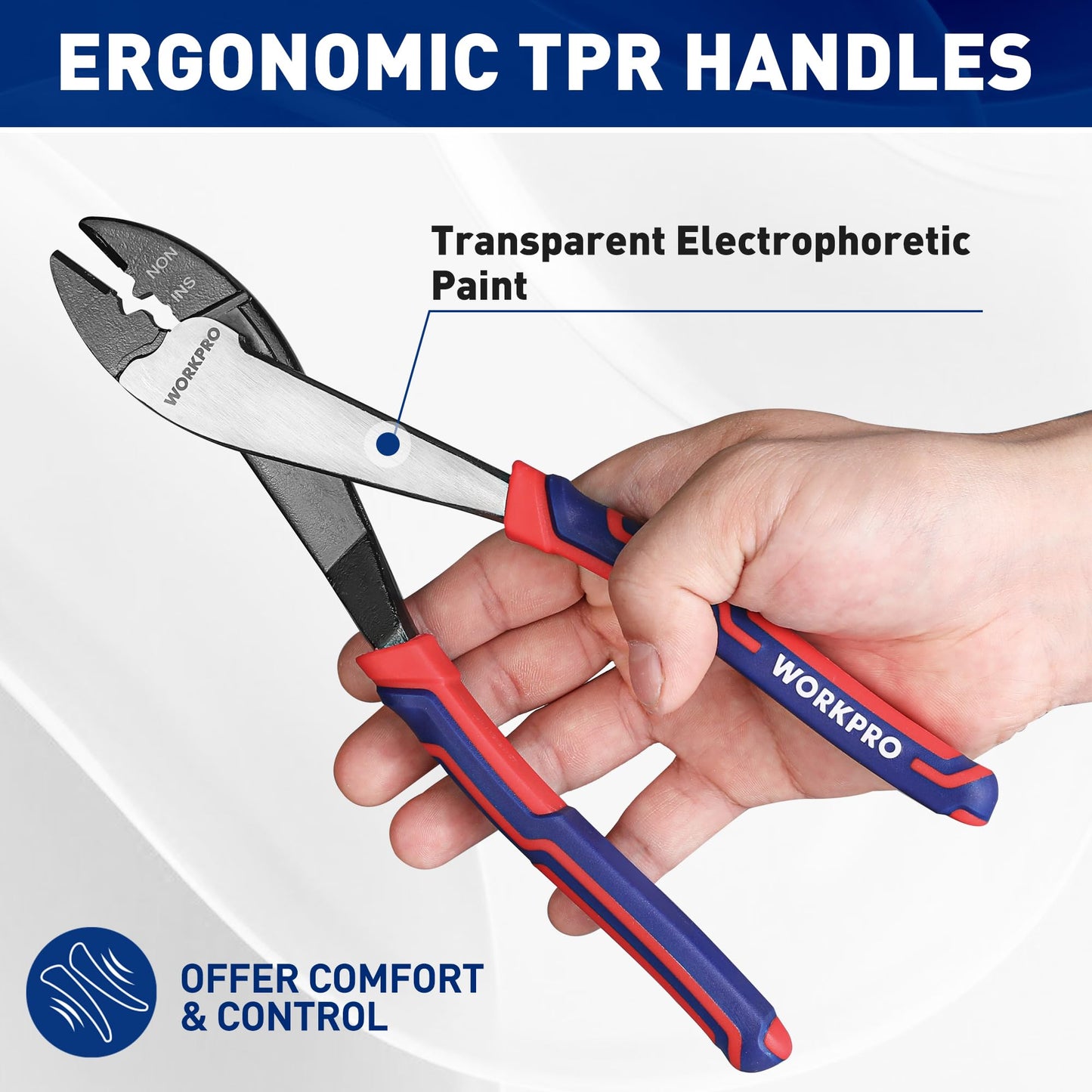 WORKPRO 9.5" Wire Cutter & Crimper Tool for 10-22 AWG Terminals, Insulated & Non-Insulated Wire Connections
