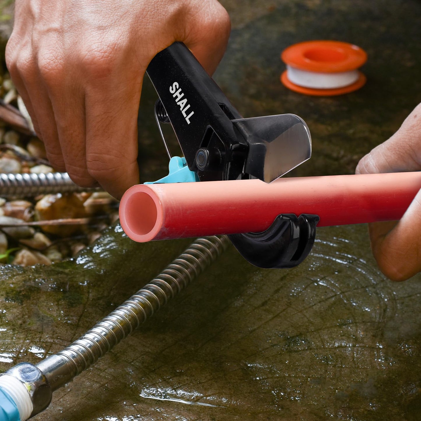 SHALL PEX Pipe Cutter, Fast Aluminum Alloy Tubing Cutter for PEX, PVC, CPVC, PP-R, PE & Hoses, Stainless Steel Blade for Clean Cuts