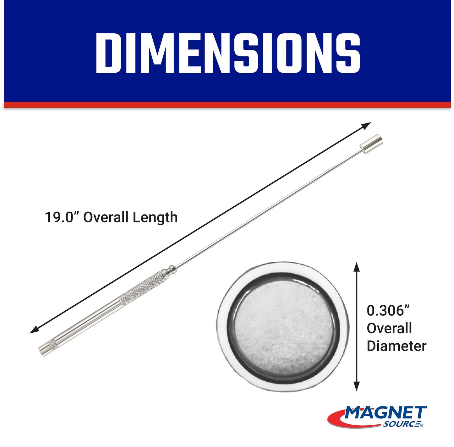 Master Magnetics Bend-It 19” Magnetic Pick-Up Tool, 2 lb Hold, Strong Retrieving Magnet for Screws, Nails & Small Tools