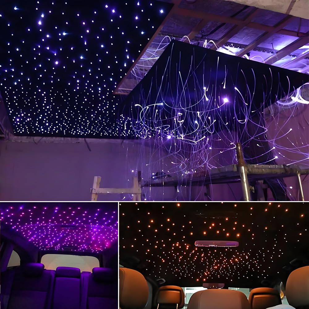 AKEPO 16W RGBW Fiber Optic Star Lights Kit, 550pcs 13.1ft, Music Sync, App & Remote, Car/Home Headliner
