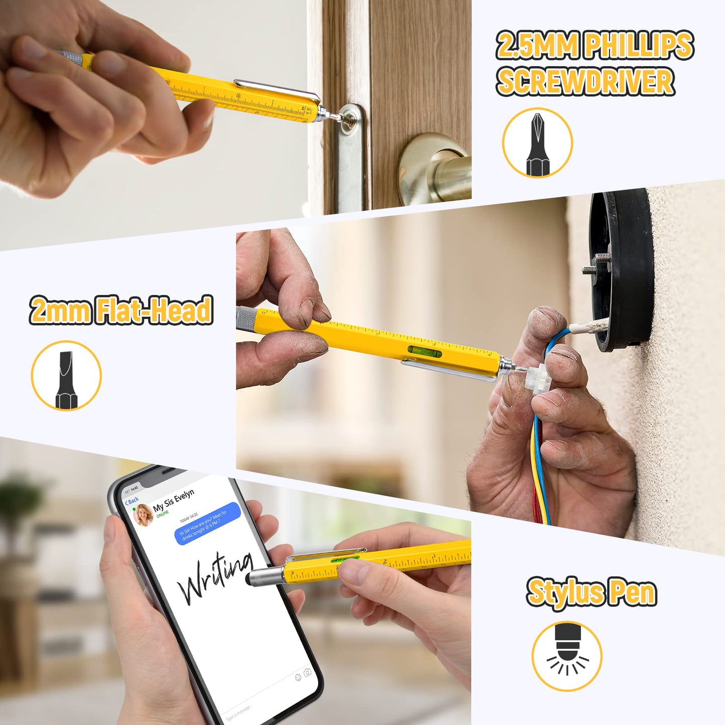 BIIB 6-in-1 Multitool Pen for Men – Unique Birthday, Dad, Husband, Boyfriend Gift, Cool Gadget for Him Who Has Everything