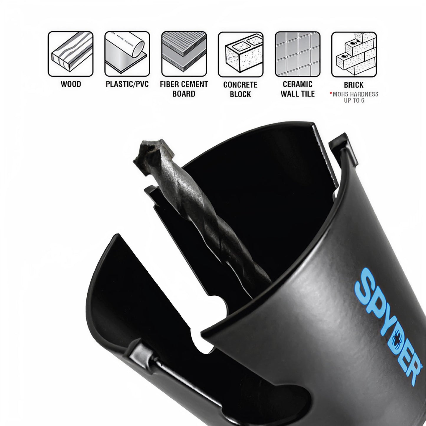 Spyder 18-Piece Tungsten Carbide Tipped Hole Saw Kit, 12 Hole Saws, 2 Arbors, 4 Pilot Bits, Rapid Core Eject