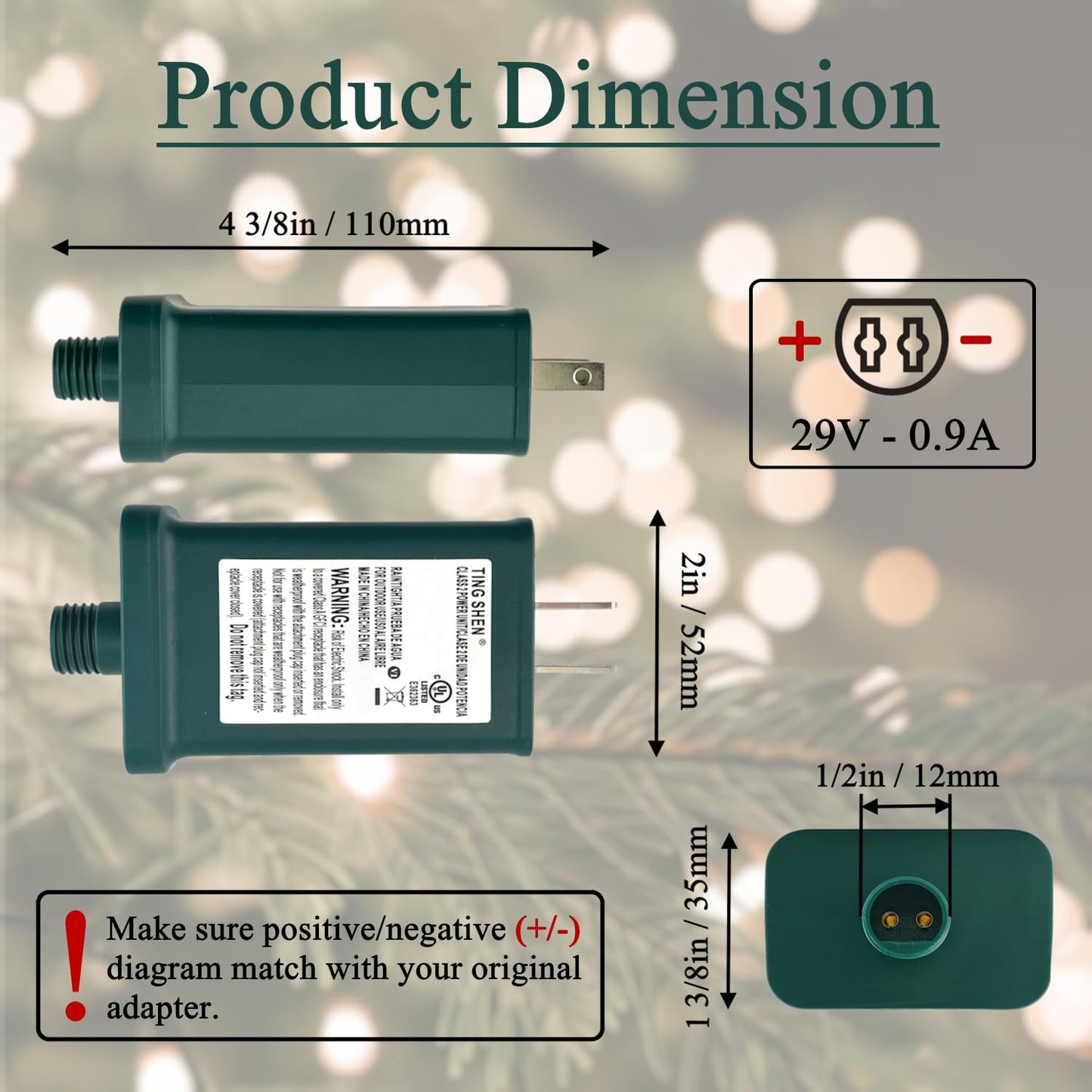 TS-26WL29V 26W 29V 0.9A Class 2 LED Transformer, IP44 Raintight Power Supply with US Plug for String Lights & Holiday Xmas Lighting