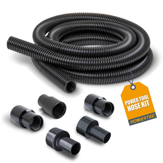 POWERTEC 70347 10 Ft. Dust Collection Hose Kit with 5 Fittings for Woodworking Power Tools Home and Wet/Dry Shop Vacuums