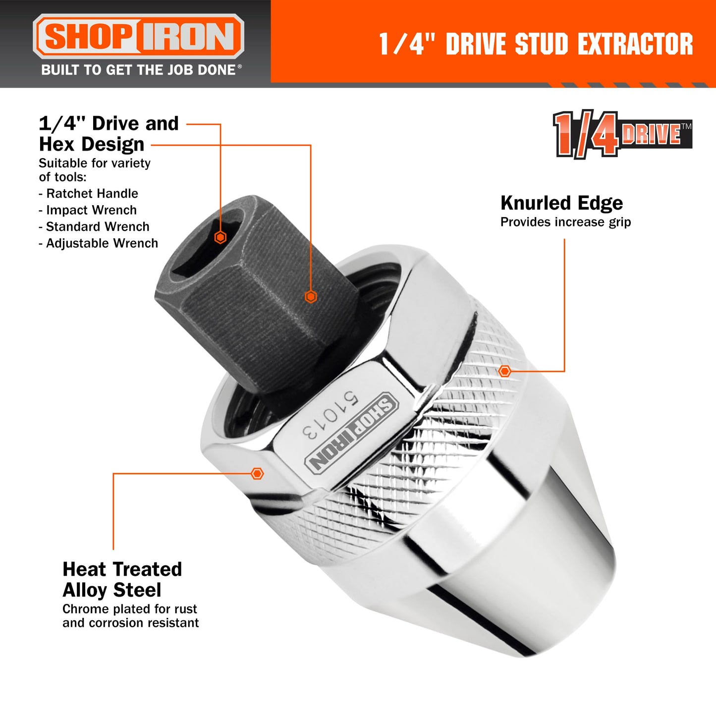 Shop Iron 51013 1/4-Inch Drive Mini Damaged Bolt and Stud Extractor | Works on 1/64-Inch-1/4-Inch Studs