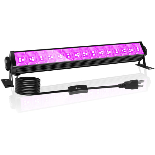 Upgraded 42W LED Black Light Bar with Plug & Switch, 5.9ft Cord, Lights 24x24ft Area for Halloween, Party, Body Paint, Stage