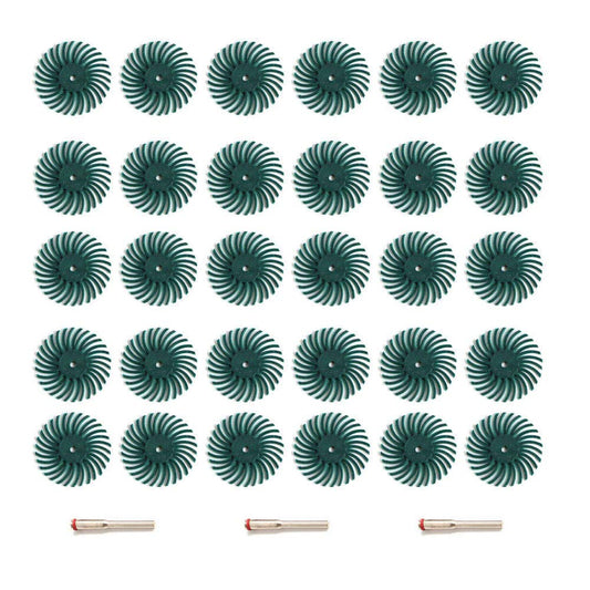 FPPO 30pcs 1" Radial Bristle Disc Kit, 1/8" Shank, Grit 80 Abrasive Wheels for Rotary Tools, Polishing Jewelry, Wood & Metal