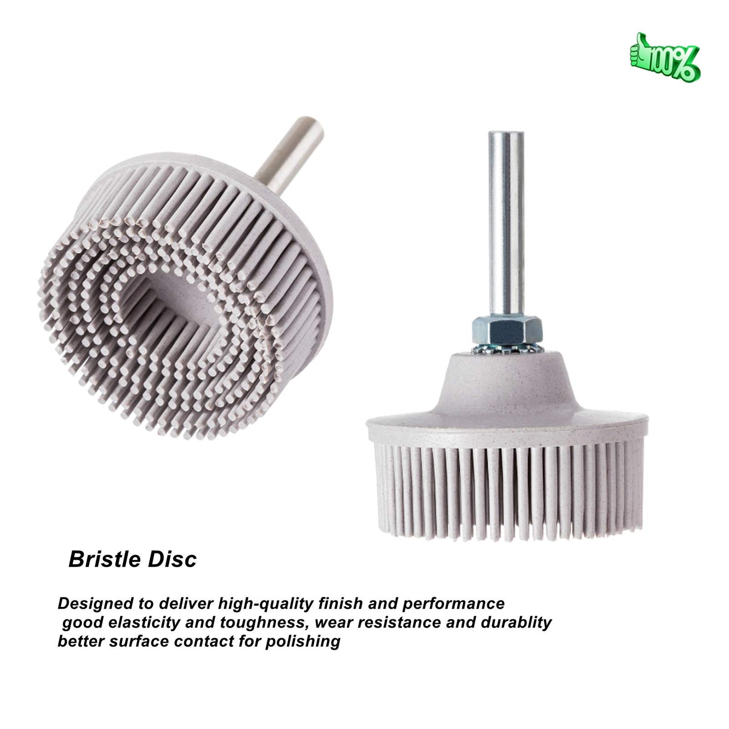2 Inch Abrasive Bristle Disc, 2PCS 120 Grit White Bristle Disc with 1/4" Shank for Gasket & Coating Removal Rotary Tool
