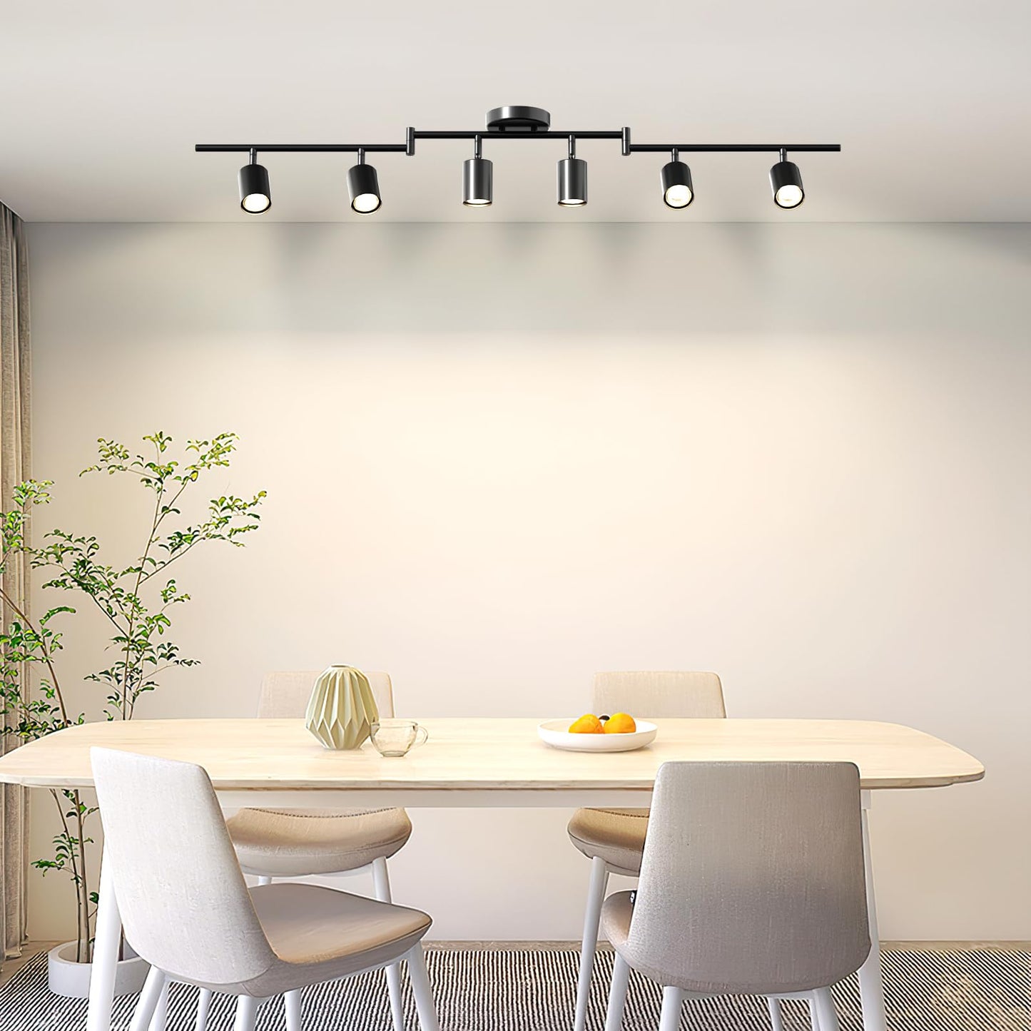 Lavendex 4-Light LED Track Lighting Kit, Black Ceiling Spotlights with Rotatable Heads for Kitchen, Living Room, Bedroom, Includes GU10