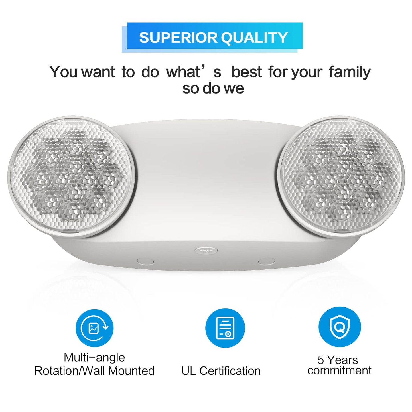 Spectsun LED Emergency Exit Light 1-Pack, UL 924 Certified, Battery Backup, 2 Adjustable Bug Eye Heads for Commercial Use