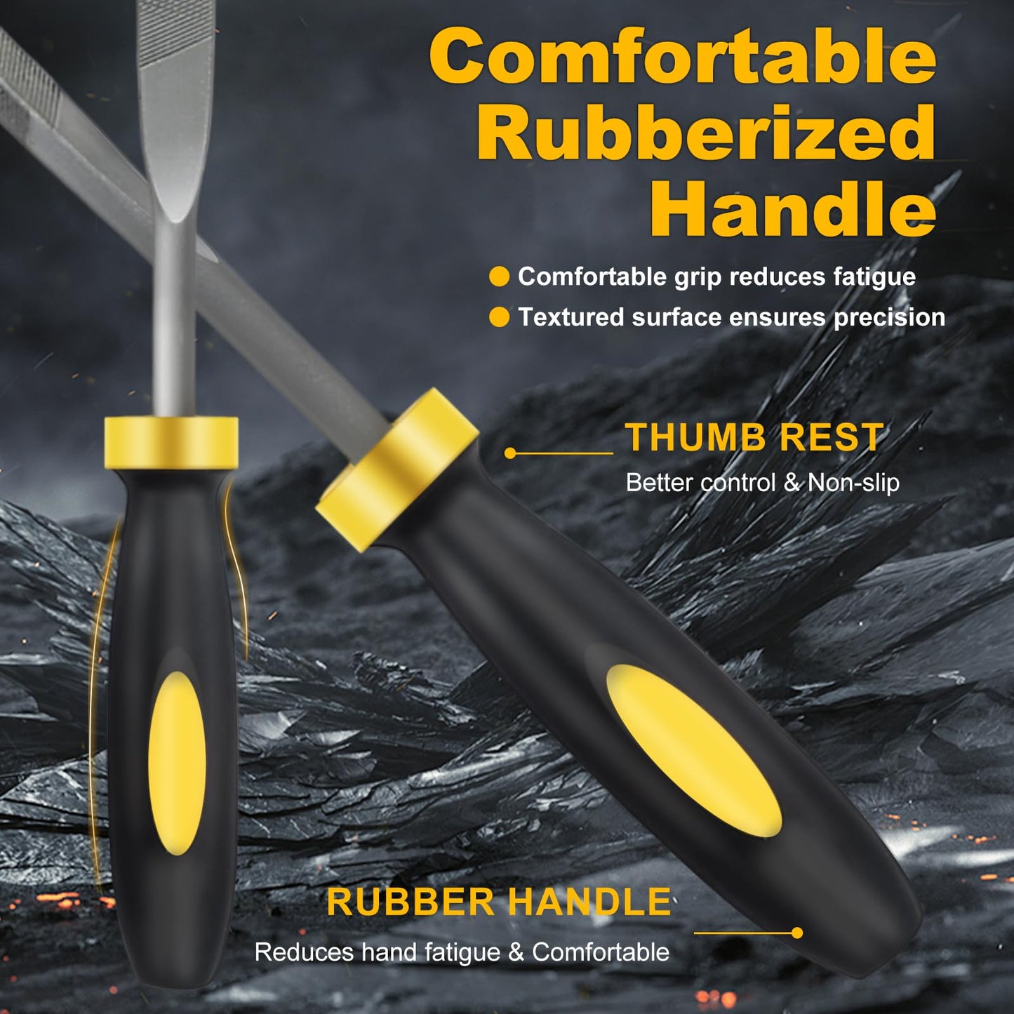 MORROWIND 6-Piece Mini Needle File Set, 0.11" x 5.51" Hardened Alloy Steel for Metal, Wood, Plastic – Flat, Round, Square, Triangle, Half-Round