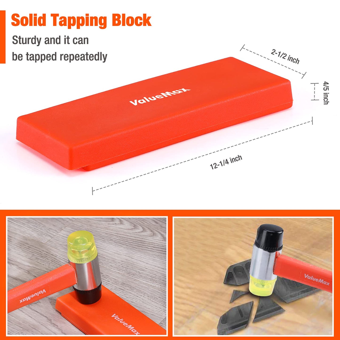 ValueMax Laminate Flooring Installation Kit w/ Solid Tapping Block, Heavy-Duty Pull Bar, Double-Faced Mallet, Kneepads & 30 Spacers