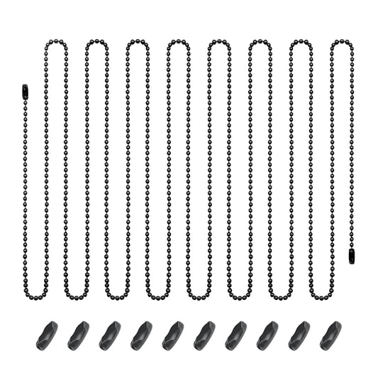 Ceiling Fan Pull Chain Extender, 12Feet 3mm Diameter Beaded Ball Fan Light Extension Pull Chain with 10 Matching Connectors(Black)