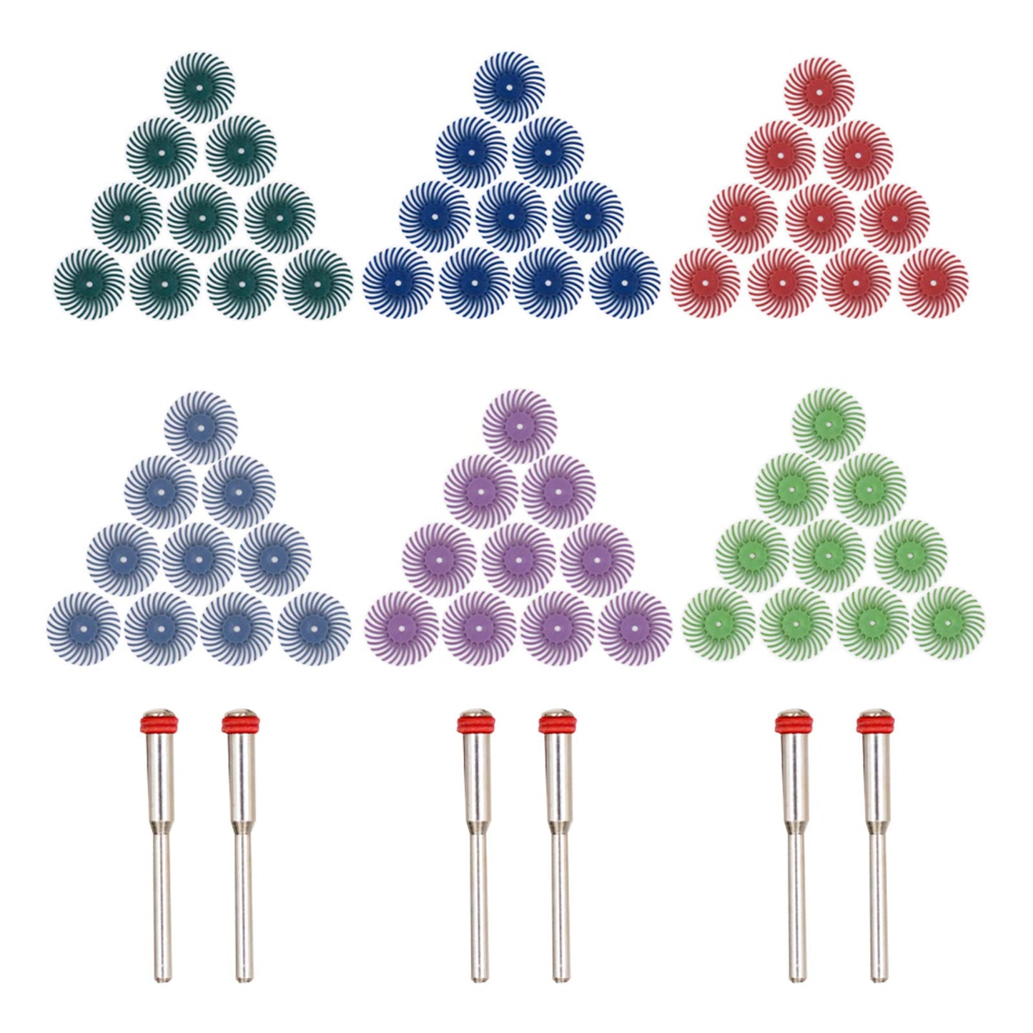 Radial Bristle Disc, GOXAWEE 66Pcs (1") Detail Abrasive Brush Kit (1/8" Shank Mandrel) for Rotary Tool - Mixed Grit 80# 120# 220# 400# 600# 1000#