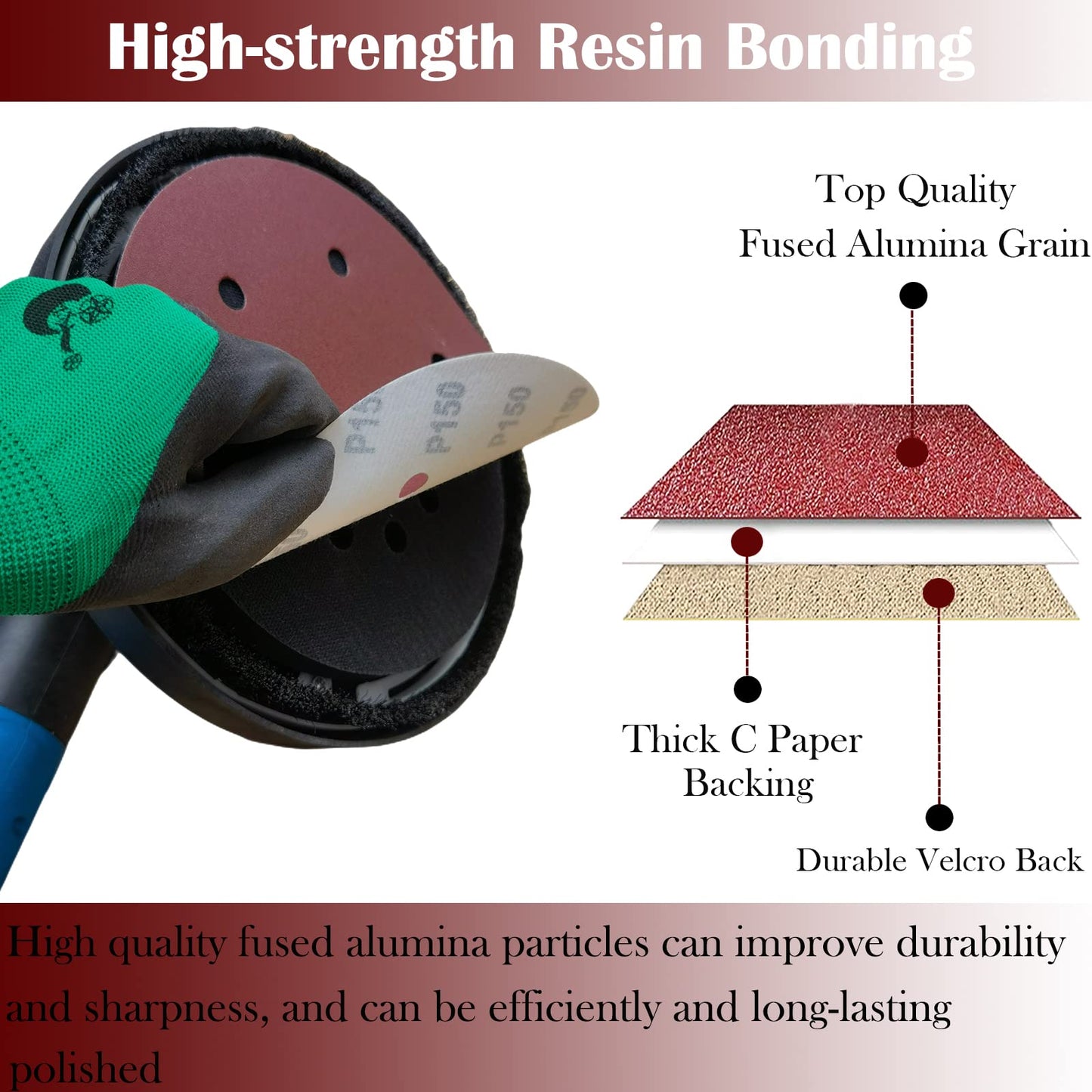 Tonmp 50 PCS 9 Inch 6 Hole Drywall Sanding Discs Set -10 Each of 60 80 120 150 240 Grits, 9" Hook-and-Loop Sandpaper for Electric Drywall Sander