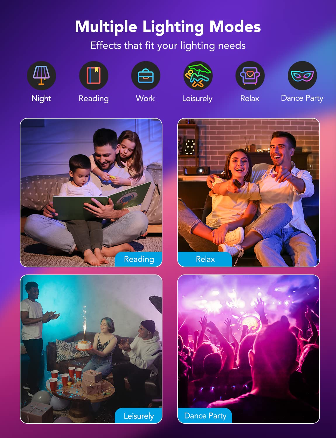 Govee 6" Smart RGBWW LED Recessed Lights 4-Pack, Wi-Fi & Bluetooth, 65 Scenes, Alexa & Google Compatible, 1100 Lumen, Canless