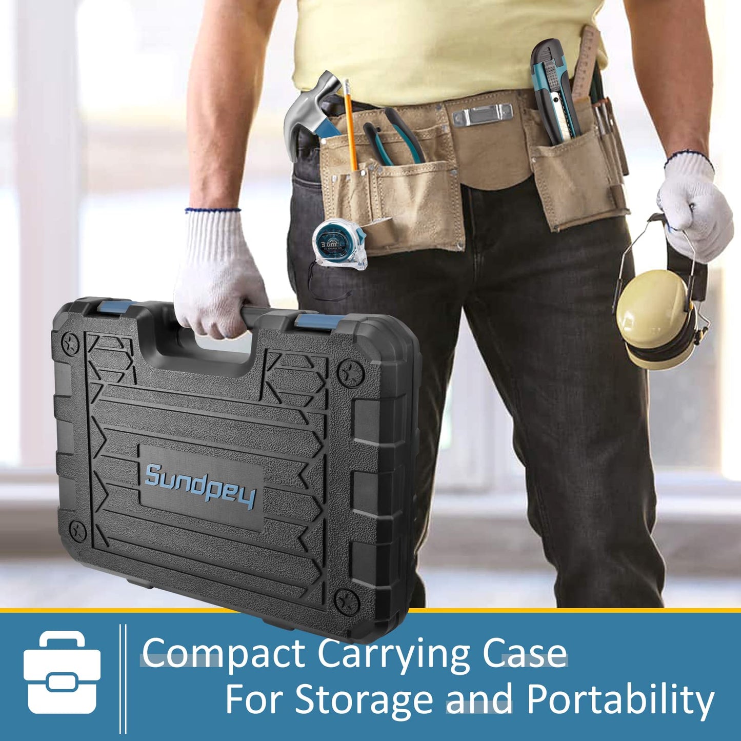 Sundpey 148-Pc Home Tool Kit – Portable Hand Tools Set with Case, Screwdriver, Pliers, Wrench, Hex Key & Voltage Tester