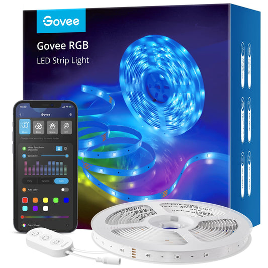 Govee Smart RGB LED Strip Lights 16.4ft, WiFi App Control, Alexa & Google Compatible, 16M Colors, Music Sync for Bedroom Home Decor