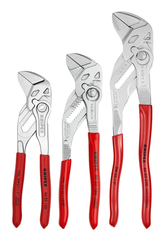KNIPEX Tools - 3 Piece Pliers Wrench Set (6, 7, 10) (9K008045US), Red