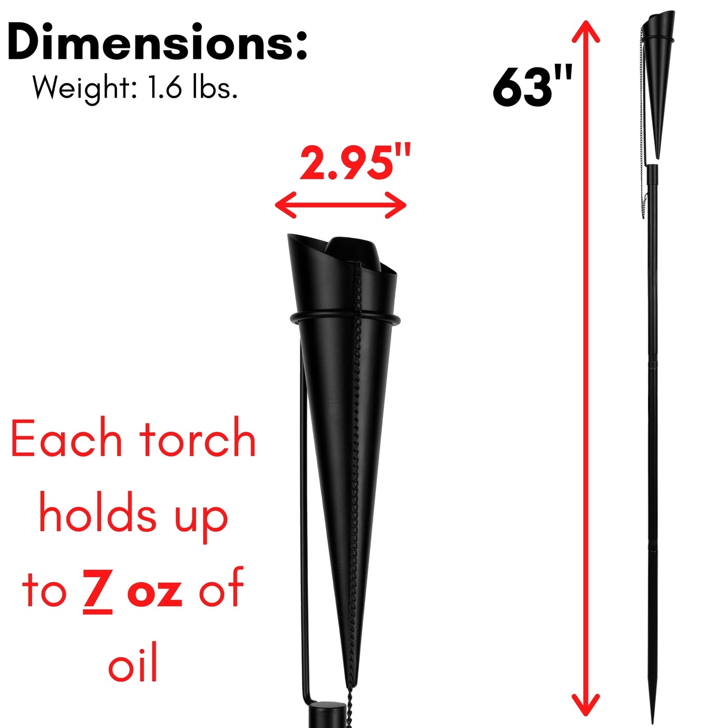 BIRDROCK HOME Outdoor Torches, 4 Pack – Weather-Resistant, Modern Design, Durable, Citronella Oil Compatible for Patio, Backyard, Pathway