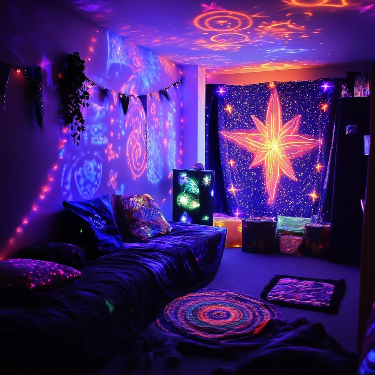 Solhice 60ft Black Light String Lights, 240 LED UV Blacklights with Remote, Plug-In Glow Party Fairy Lights for Bedroom & Birthday