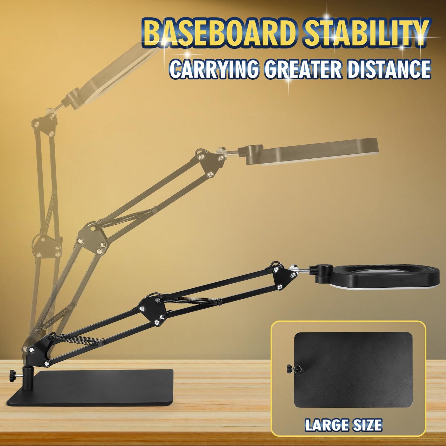 12X LED Magnifying Glass with Stand, 144 LEDs, 5 Color Modes & 10 Brightness Levels, Hands-Free Desk Lamp for Craft, Reading & Close Work