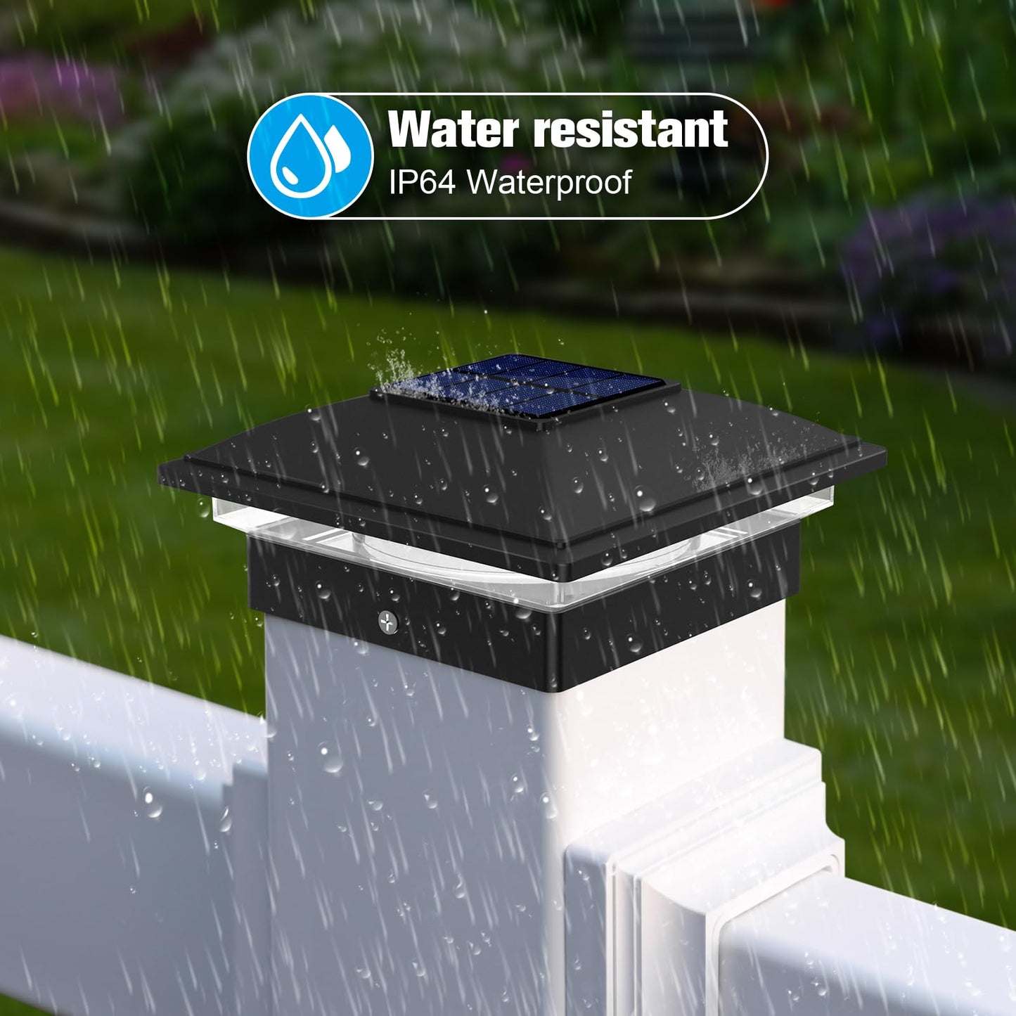 VOLISUN 12-Pack Solar Post Cap Lights, Waterproof Black Deck/Fence Lights for 4x4-6x6 Posts, Warm White Outdoor Garden, Patio, Porch