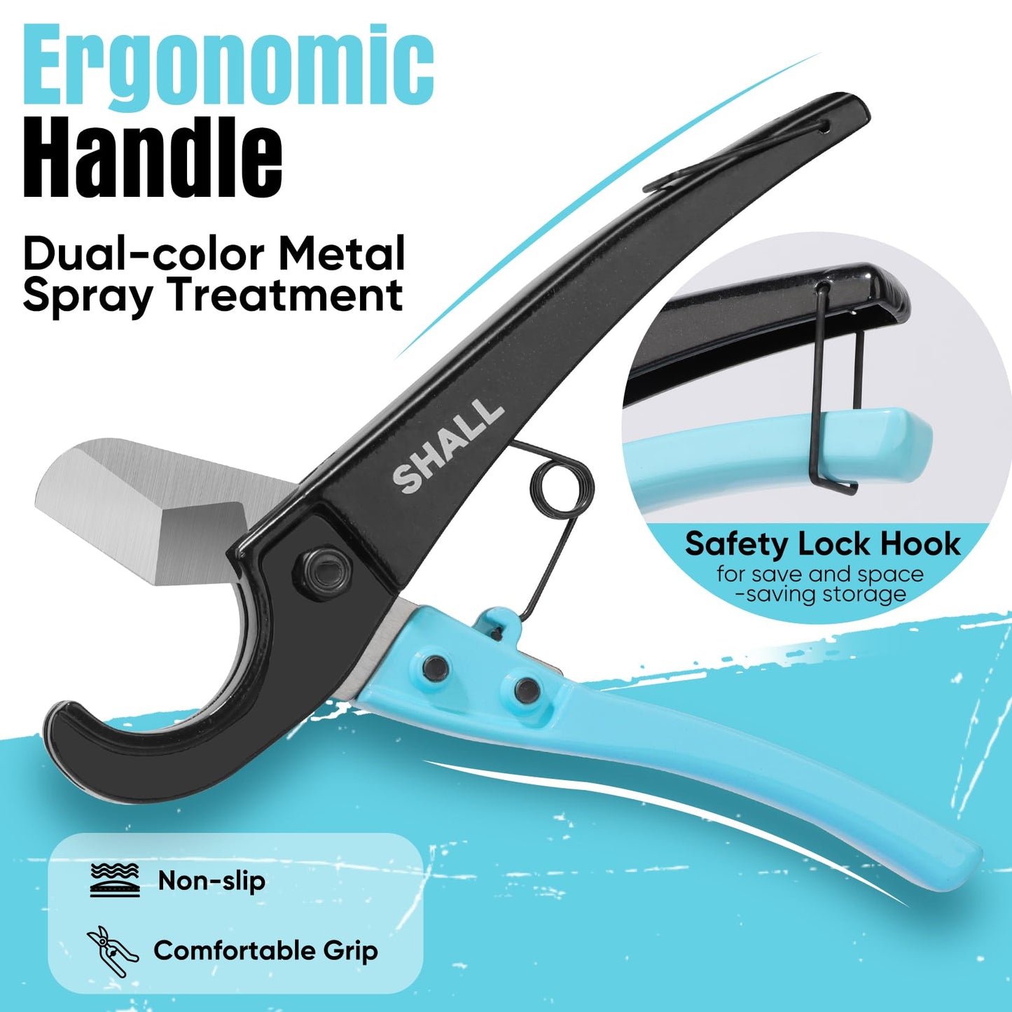 SHALL PEX Pipe Cutter, Fast Aluminum Alloy Tubing Cutter for PEX, PVC, CPVC, PP-R, PE & Hoses, Stainless Steel Blade for Clean Cuts