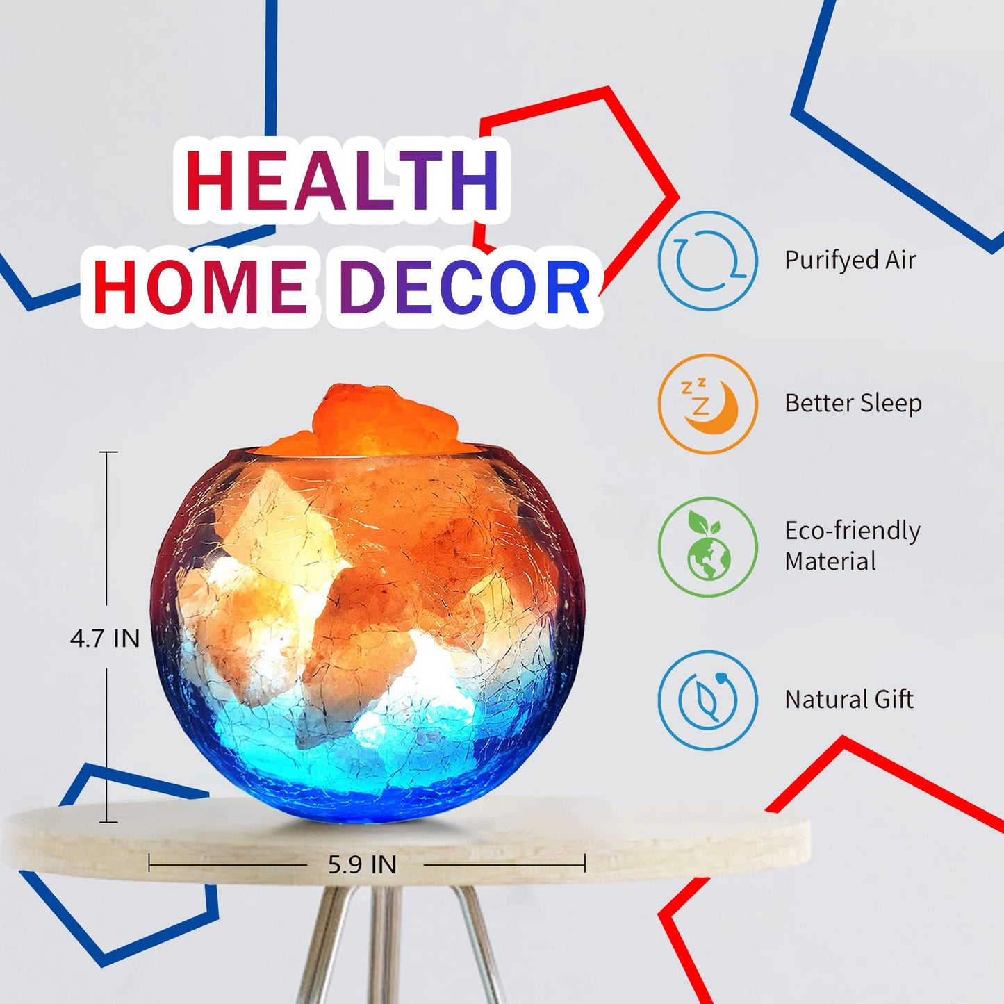 V.C.Formark USB Himalayan Salt Lamp with Natural Salt Chunks, Color Changing & Warm Light, for Desk, Bedroom, Living Room, Gift