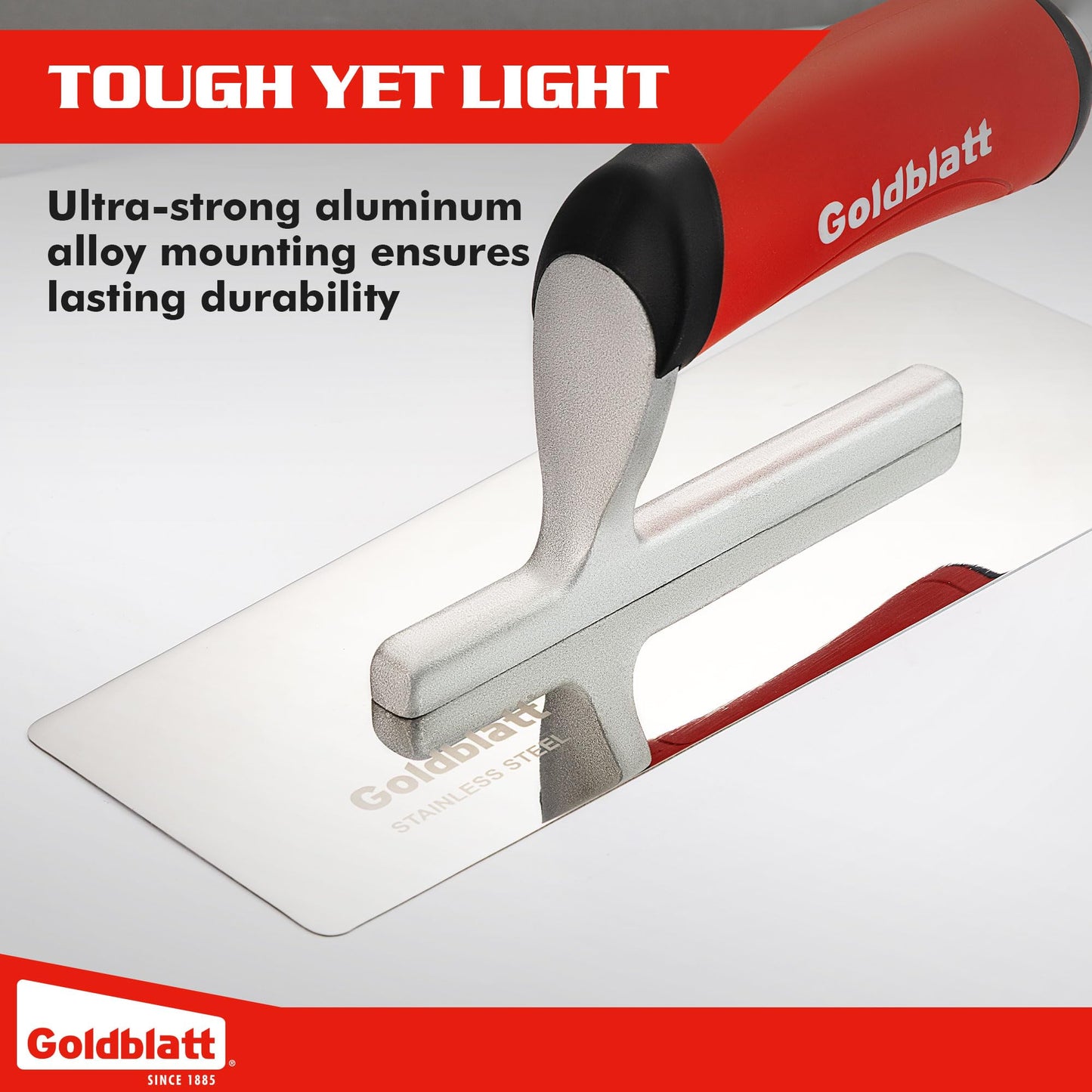 Goldblatt Venetian Plaster Trowel Set, 3-Piece Polished Stainless Steel Finishing Trowels with Soft Grip Handles for Drywall, Concrete & Marmorino