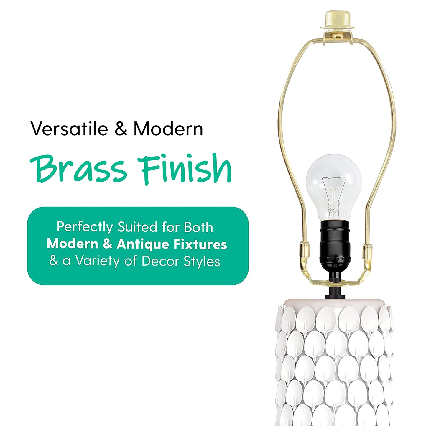 I Like That Lamp 2-Pack Brass 10" Lamp Harp Set with Saddle Holder & Finial, Fits 11"-12" Lampshades for Table & Floor Lamps