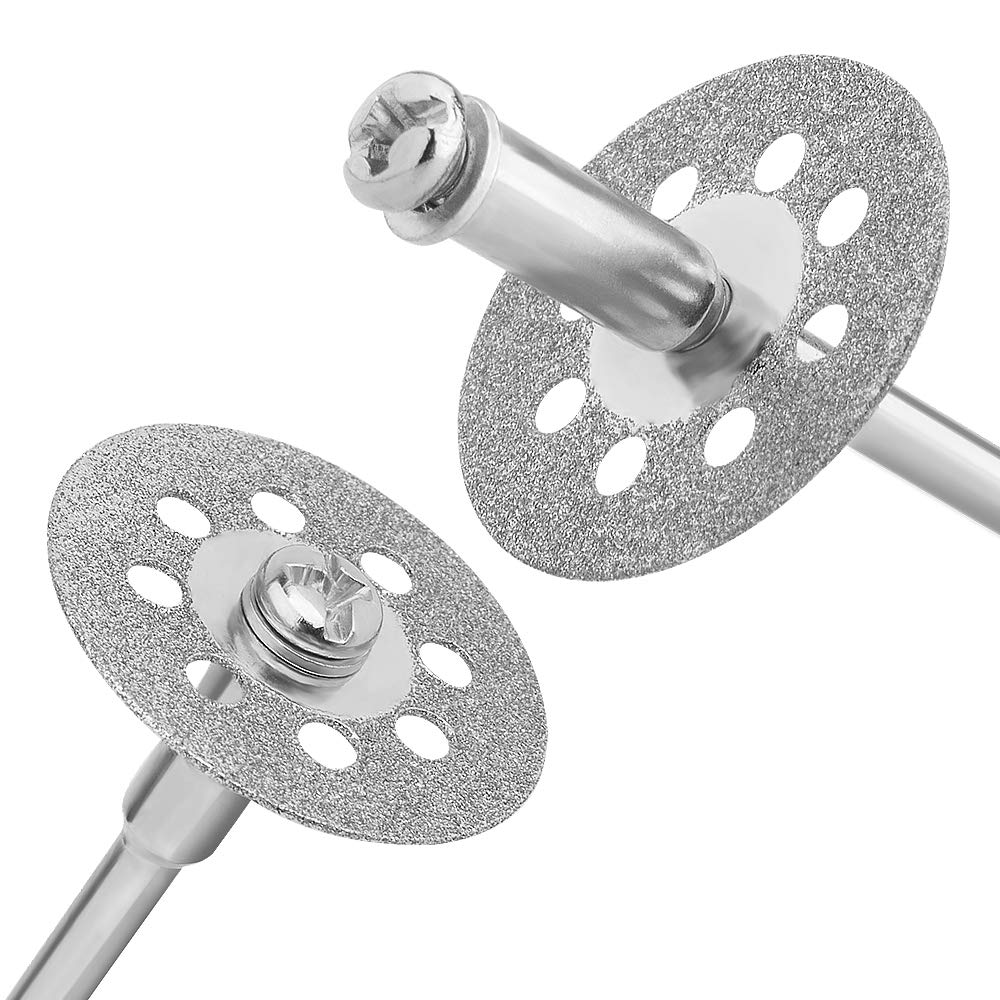 ALLmuis c i y 545 Diamond Cutting Wheel (22mm) 25pcs with 402 Mandrel (3mm) 5pcs and Screwdriver for Rotary Tool
