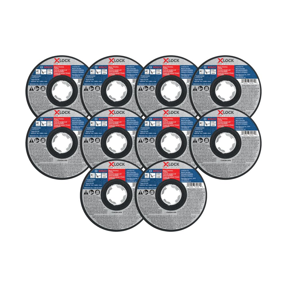 BOSCH TCWX1S450P10 4-1/2 in. X-Lock® Metal/Stainless Steel Cutting Wheels - 10 Pack, 60 Grit, Type 1/41