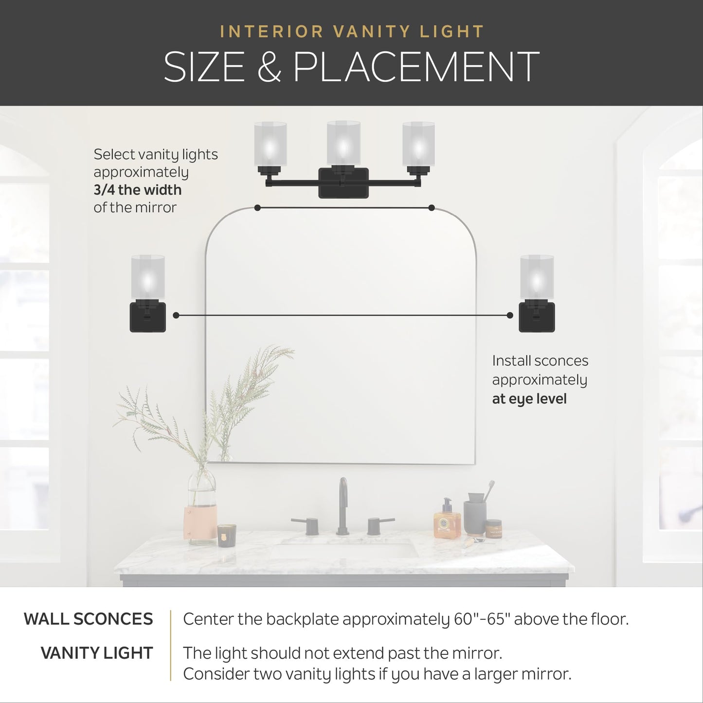 Kichler 24" 3-Light Vanity Bath Light in Brushed Nickel, Modern Bathroom Light with Clear Satin Etched Glass, (24" W x 8" H), 5337NIS