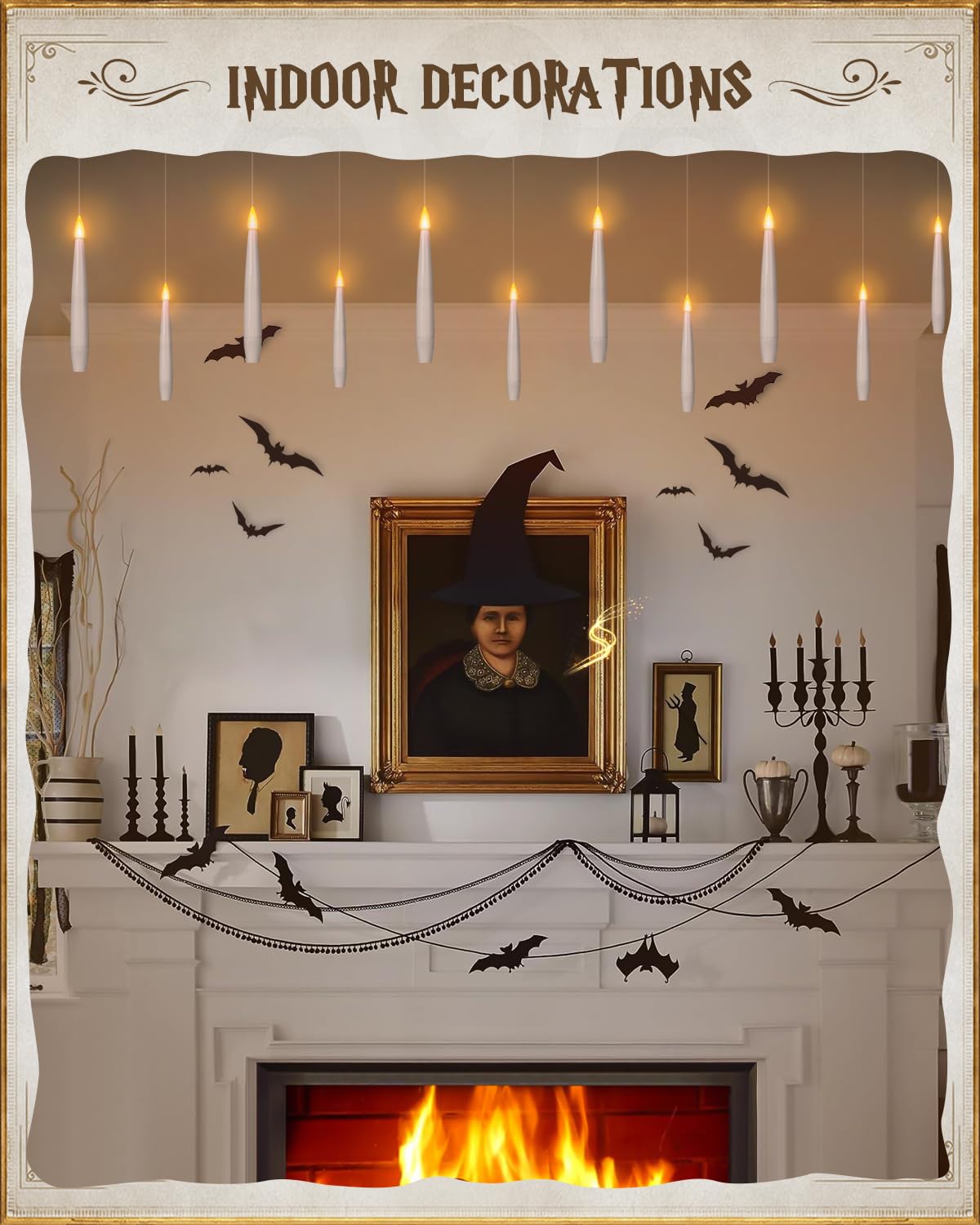 10PCS Floating Magic Candles with Wand – Flameless Hanging Taper Candles, Remote Controlled, Indoor Christmas, Birthday & Wedding Decor