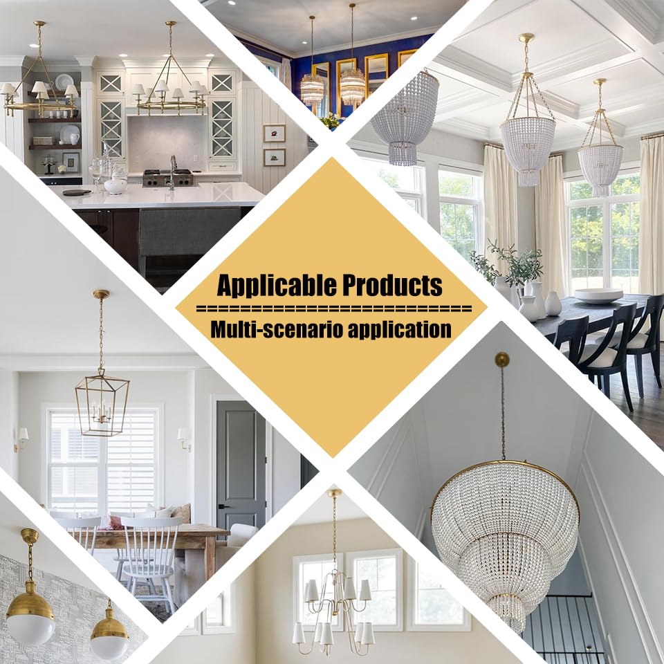 Omytie 15 Ft Heavy Duty Hanging Chain Kit with Locks & Swag Hooks for Chandelier, Pendant, Lantern, Plant, Bird Feeder – Brass