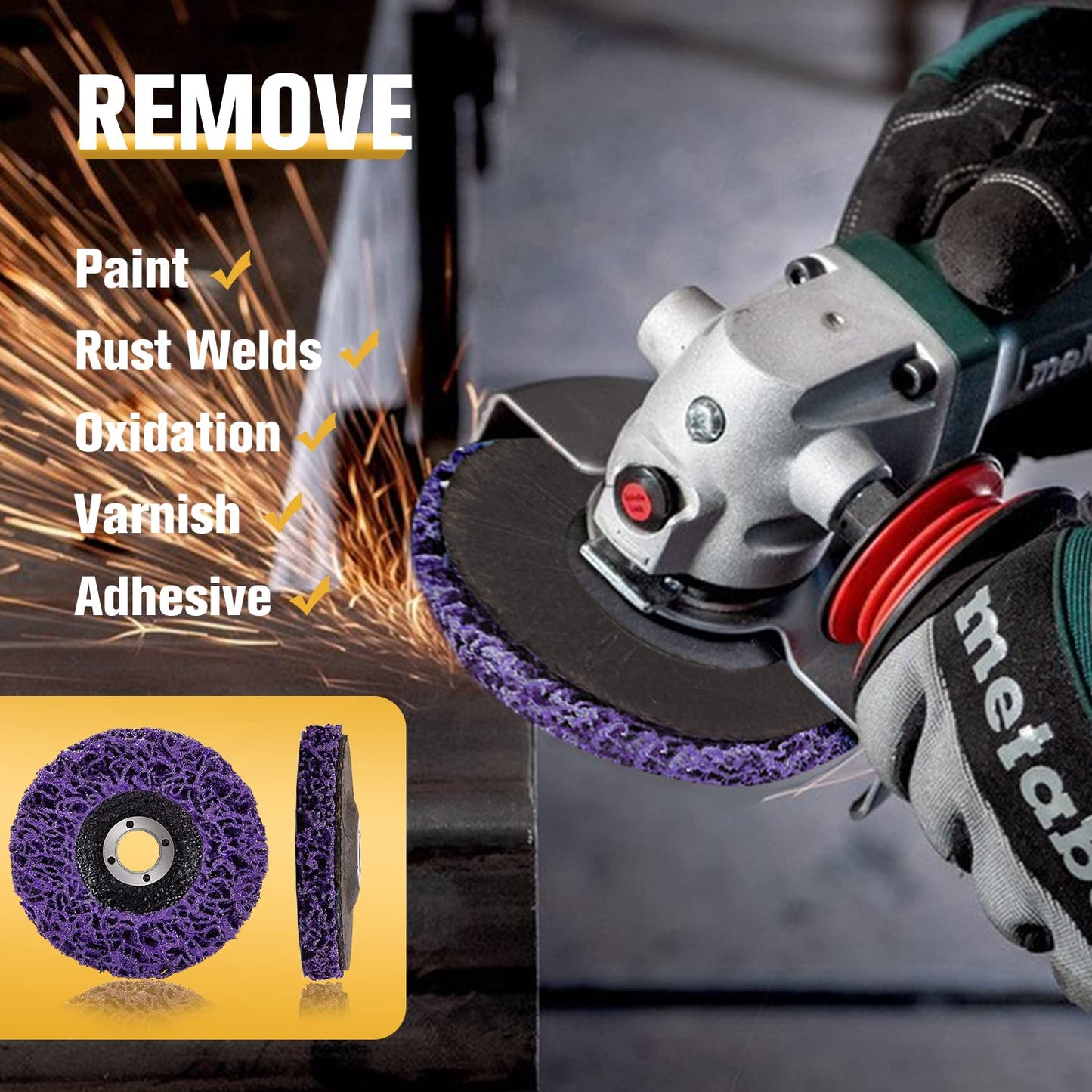 10-Pack 4" Strip Discs for Angle Grinder, Rust & Paint Remover Wheels, Abrasive Quick-Strip Discs for Oxidation, Rust, Paint (4" x 5/8")