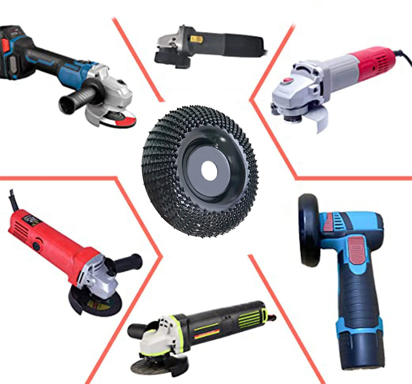 Wood Carving Disc Grinder Wheel Disc 4 Inch Wood Shaping Wheel Wood Grinding Shaping Disc for Angle Grinders with 5/8” Arbor