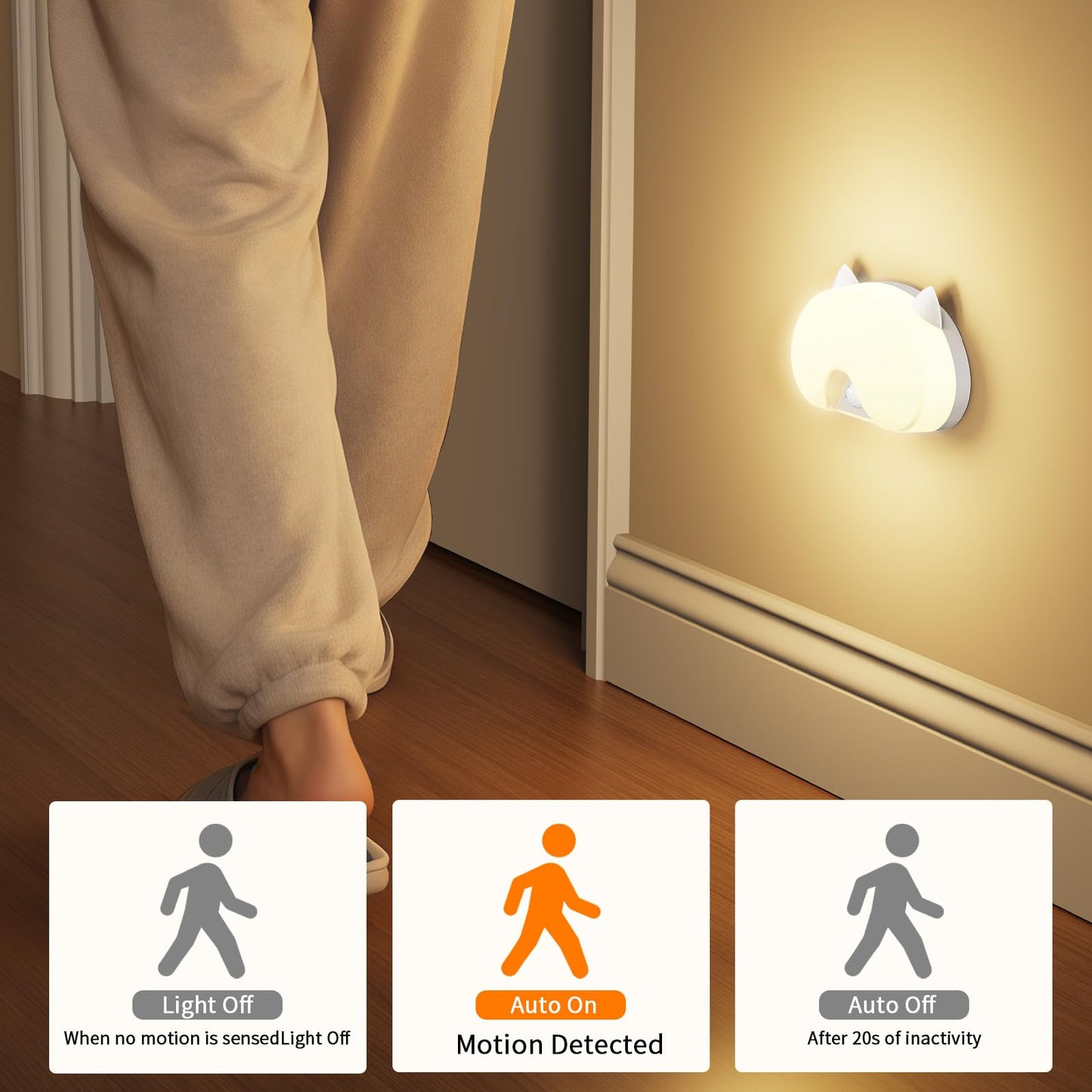 Blissfuhue 3-Pack Motion Sensor Stair Lights – Rechargeable, Magnetic, Wireless LED Step Lights for Hallway, Bedroom, Kitchen