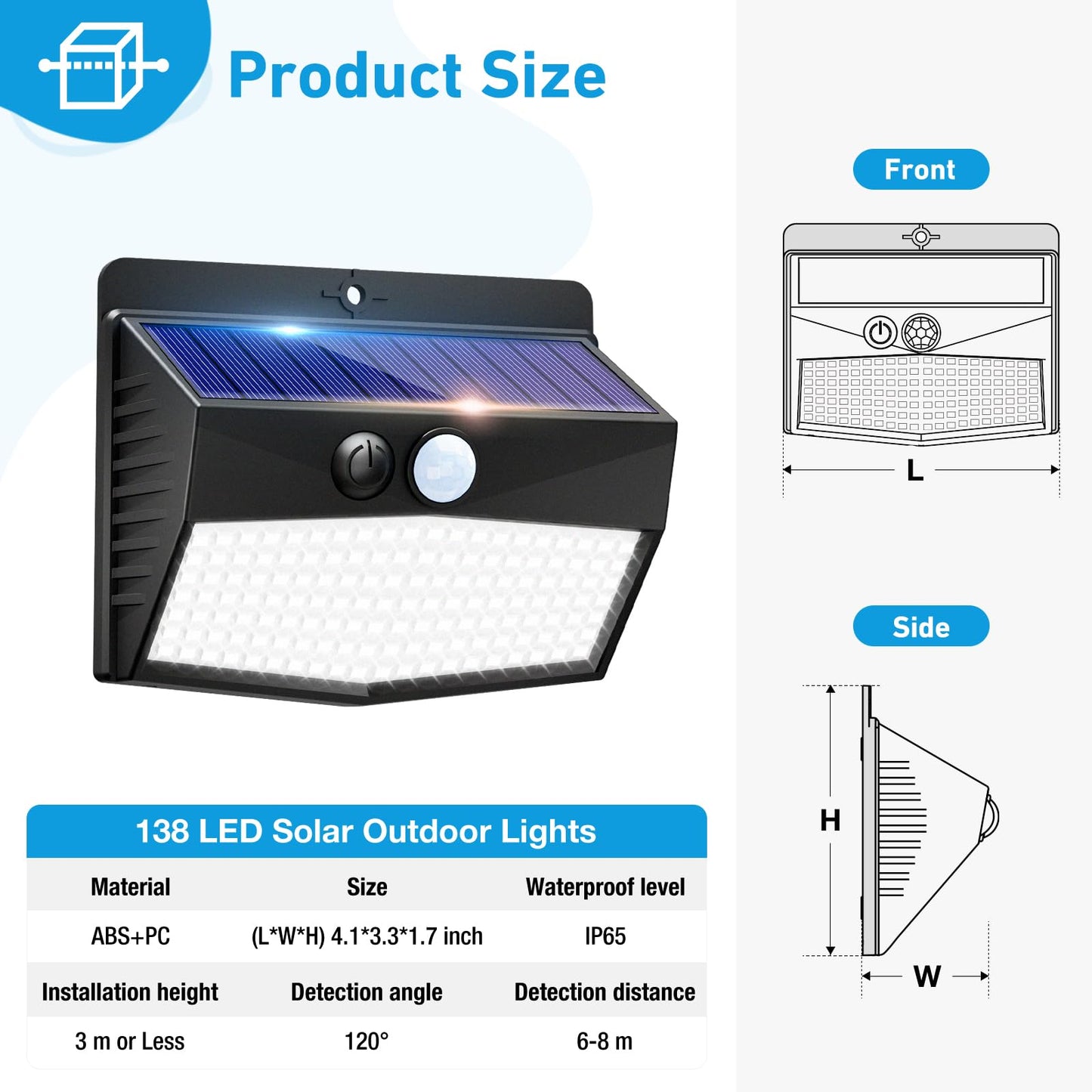 Peasur 6-Pack Solar Motion Sensor Lights Outdoor, Waterproof Wall Lights with 3 Modes for Garden, Yard, Deck, Fence