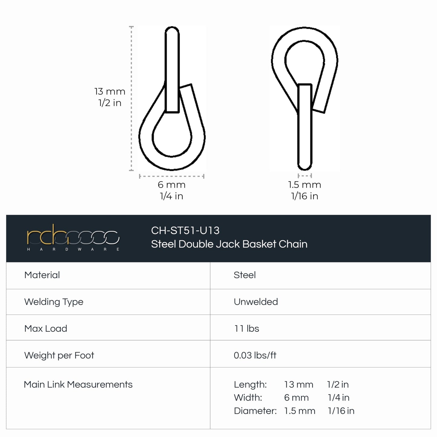 RCH Hardware CH-S51-16-AC-3 Steel Basket Chain, Antique Copper (3 Feet)