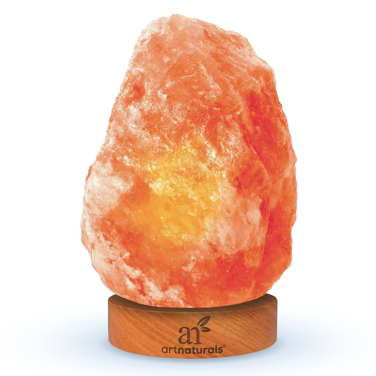 Artnaturals Himalayan Salt Lamp - Hand Carved Pink Crystal Night Light with Wooden Base for Relaxation & Energy