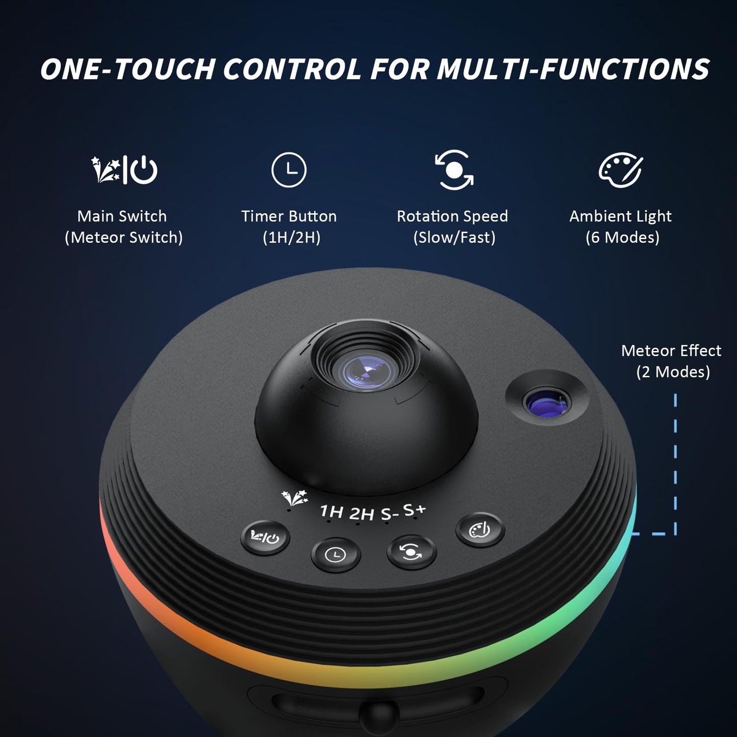 Ainael Galaxy Projector Star Night Light, Planetarium Space Ceiling Projector with Light Strip, Meteor & Galaxy for Bedroom, Kids & Adults (Black)