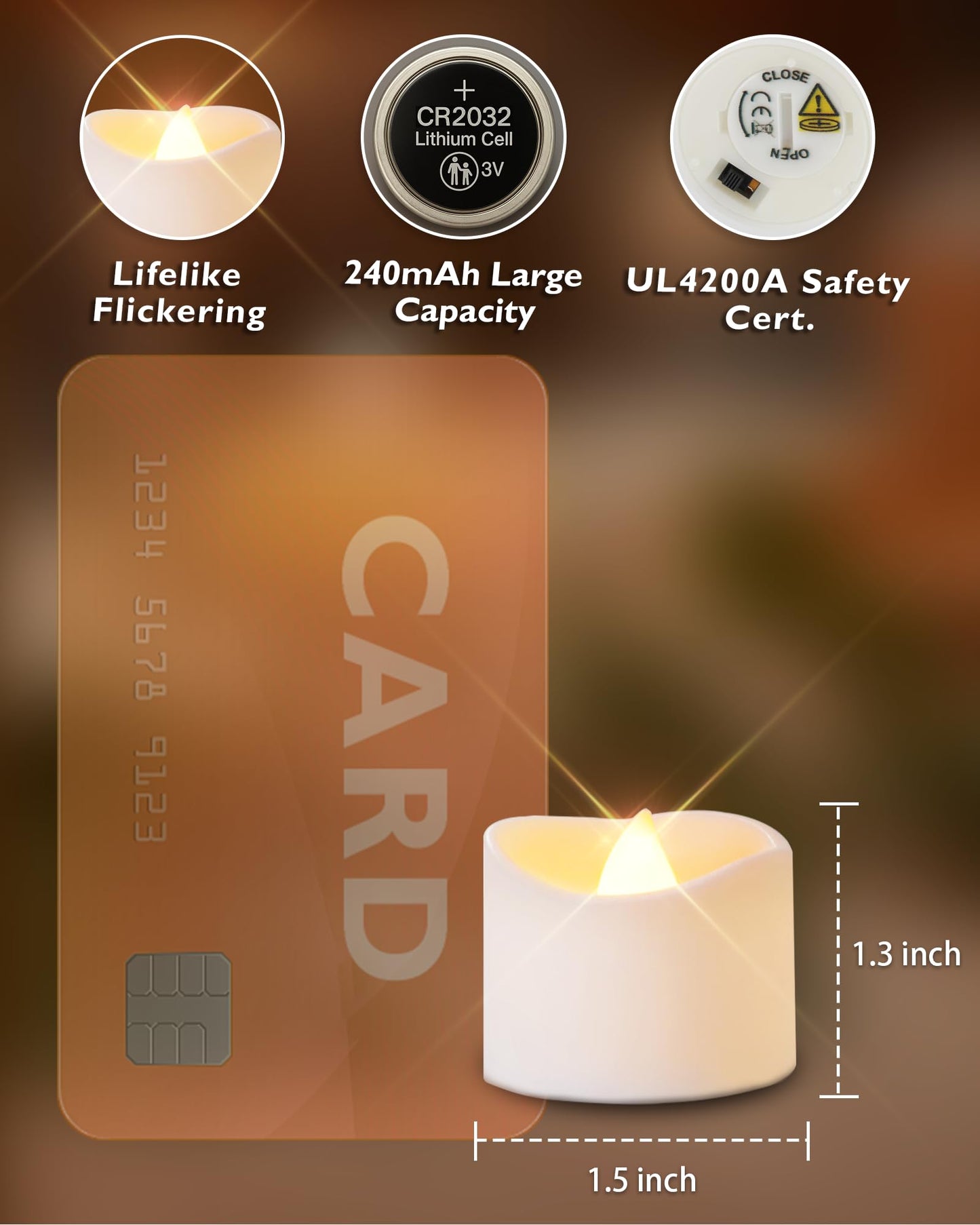 Homemory 12-Pack Flickering Flameless LED Tea Light Candles, Battery Operated, 200+ Hours, Votive & Table Decor for Weddings & Holidays