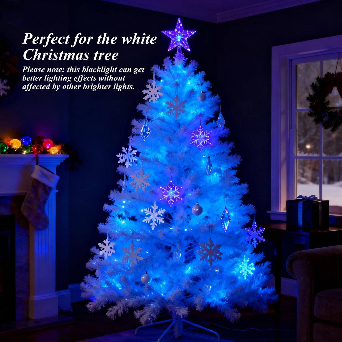 Solhice 60ft Black Light String Lights, 240 LED UV Blacklights with Remote, Plug-In Glow Party Fairy Lights for Bedroom & Birthday