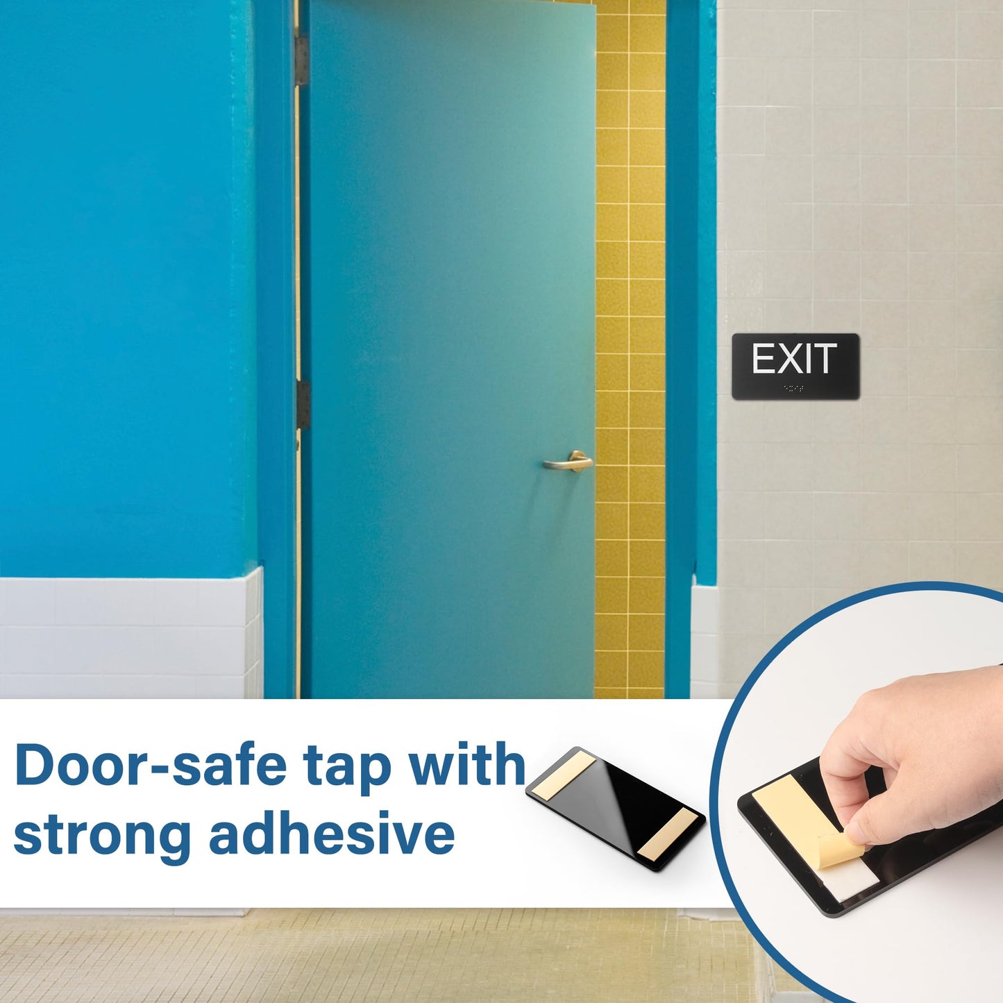 ADA Compliant Exit Sign with Braille & Raised Letters, Emergency Indoor/Outdoor Exit Sign for Office/Restroom, 3x6 in, Easy Install