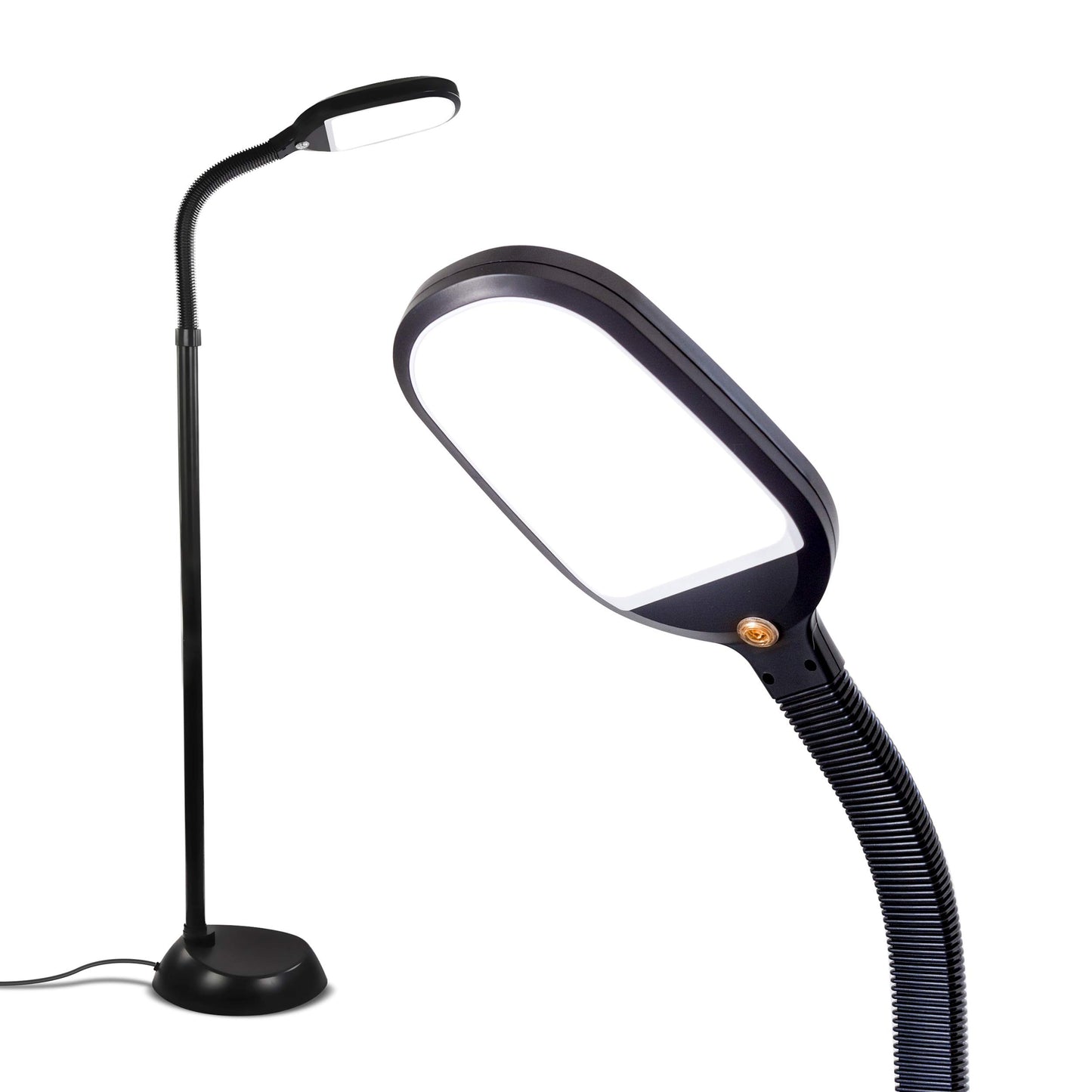 Brightech Litespan LED Floor Lamp - Adjustable Gooseneck Reading & Craft Light, Esthetician Lash Extension Lamp for Home & Office, Black
