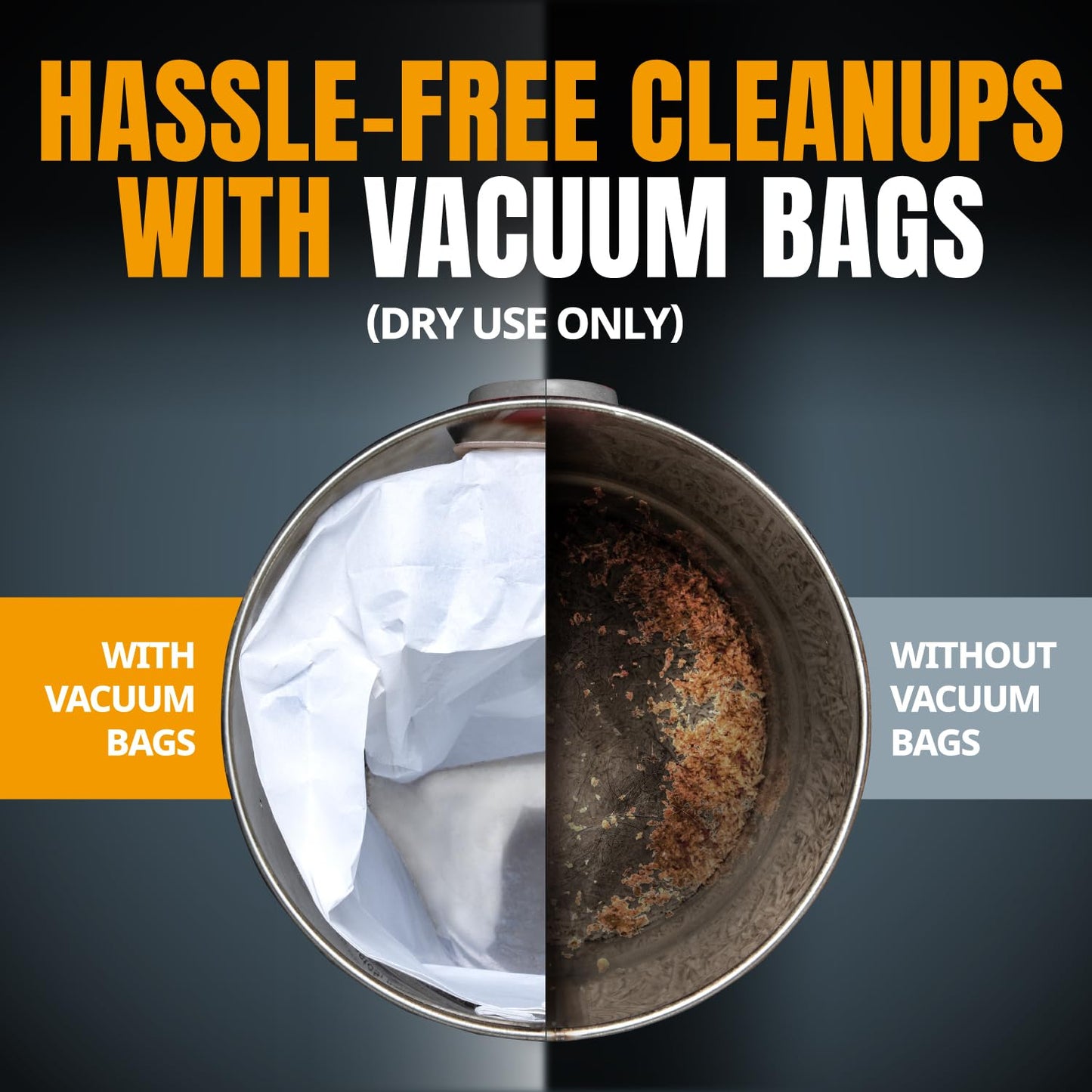 POWERTEC 23743 VF3502 Size A Shop Vacuum Bags for Ridgid 4 Pack, 12-16 Gal. Vacuum Bags for Ridgid HD1200, HD1400 Wet Dry Vac (75002P2)