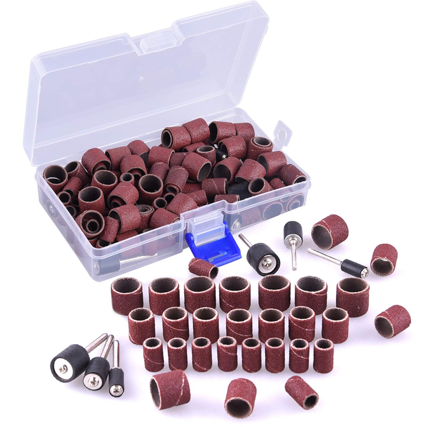 AUSTOR Aluminum Oxide Sanding Drum Set, 132-Piece Kit with 120 Sanding Sleeves & 12 Drum Mandrels for Dremel Rotary Tool