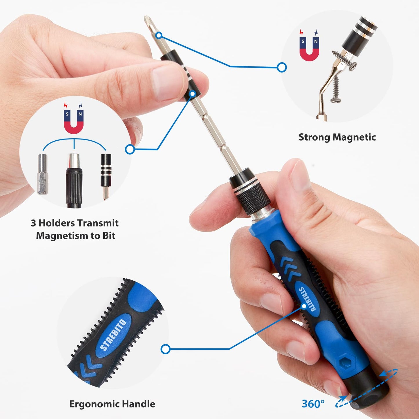 STREBITO 142-Piece Precision Screwdriver & Bit Set, Magnetic Repair Toolkit for iPhone, MacBook, PC, Laptop, Tablet, Game Consoles